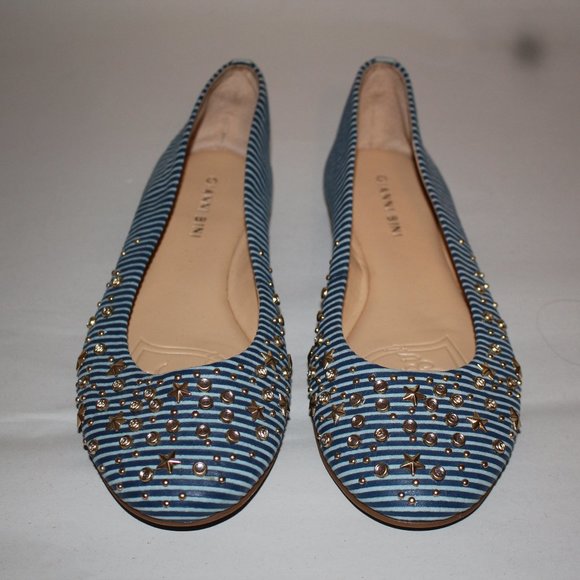 Gianni Bini blue and baby blue flats with studs - Picture 2 of 5